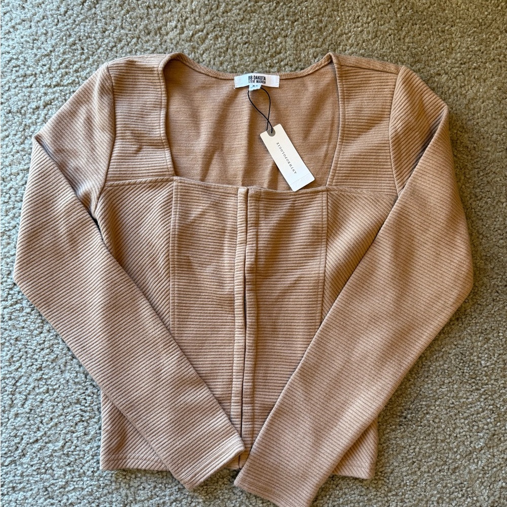 Steve Madden Tan Ribbed Top